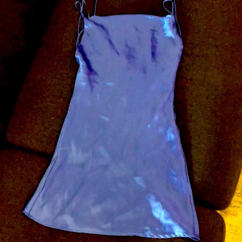 Sateen blue festive strap dress